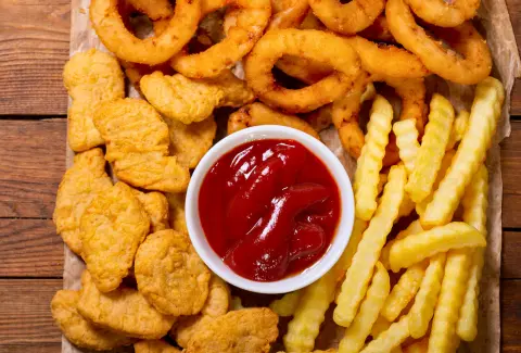 chicken finger and fries for snacks at pizzaholic